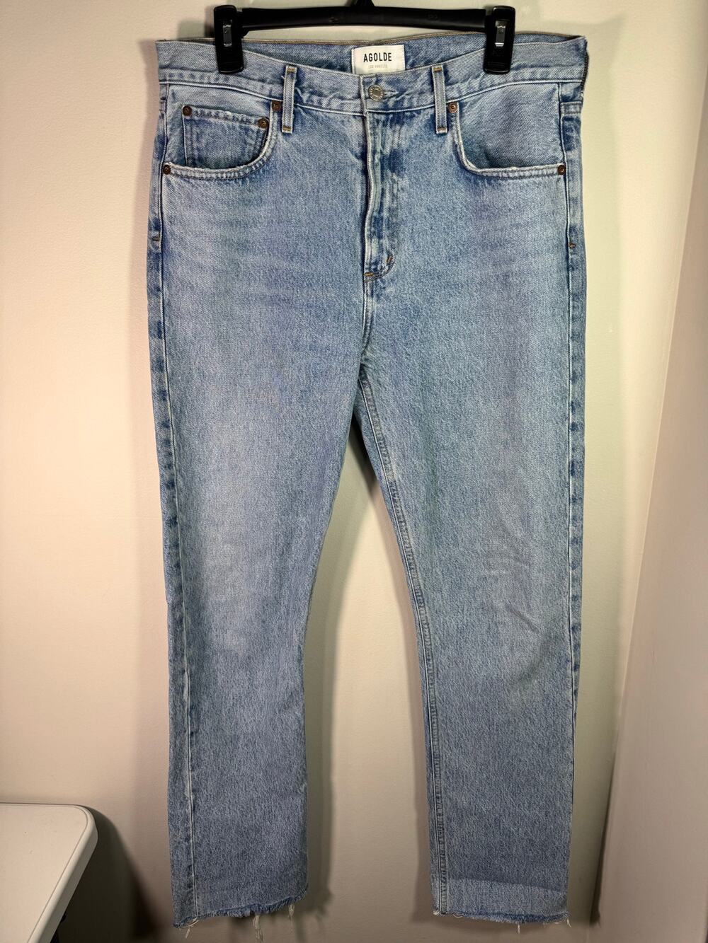 Agolde Cherie Jeans Organic Cotton Light Wash Hi-Rise Raw Hem Size 29